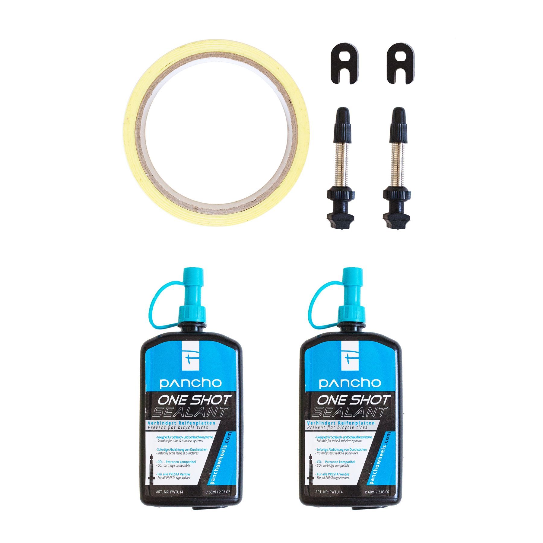 Panchowheels-Panchowheels Tubelesskit (2x Sealant OKO 65ml + 2 x Ventile + Felgenband_PWTU16-22_